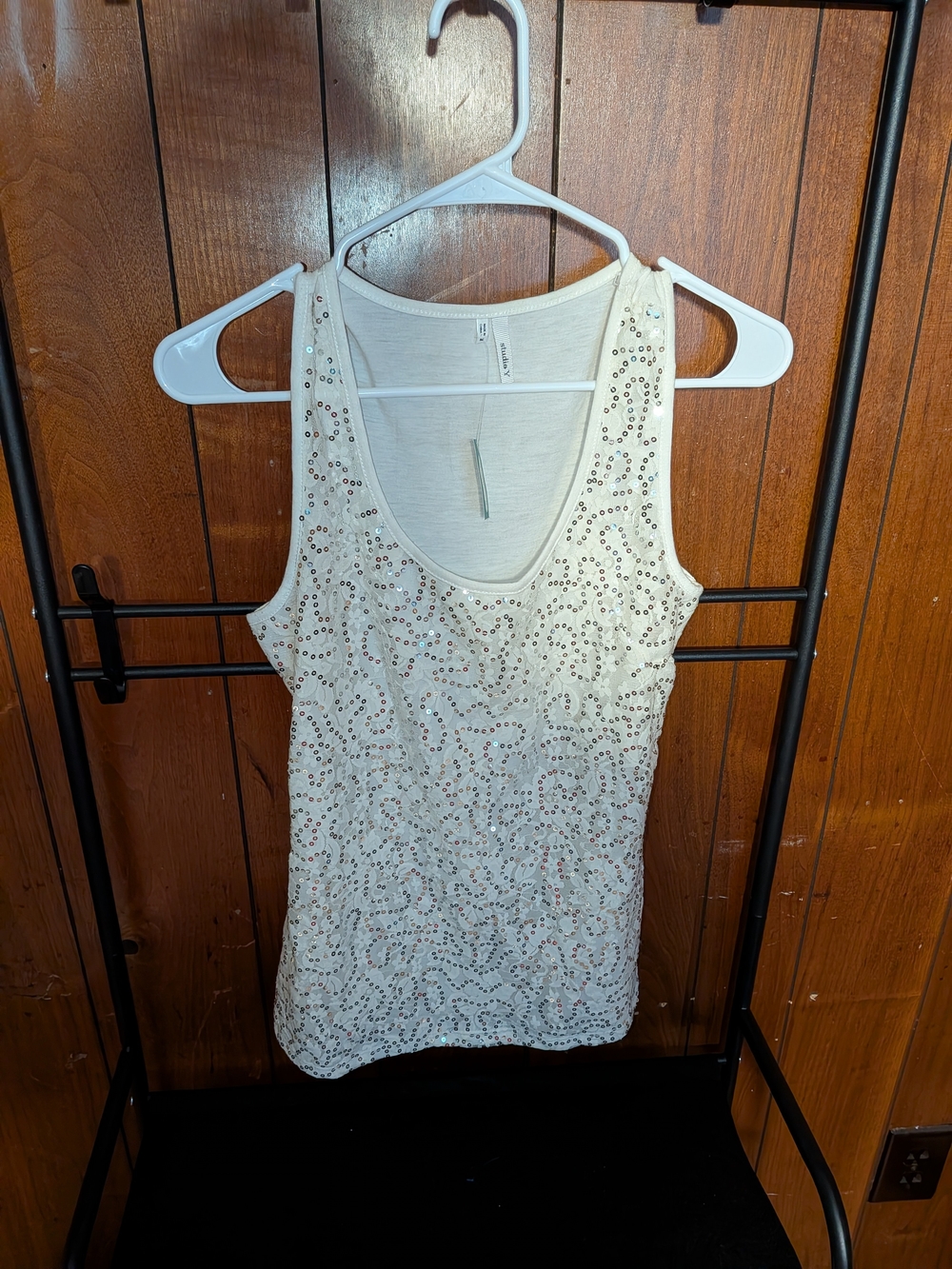 Studio Y White Sequin Tank Top